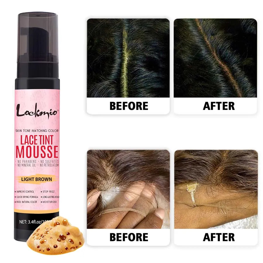 LOCKMIO Natural Lace Tint Spray Dyed Foam Mousse for Women 100ML Wigs Mesh Skin-fitting Invisible Colorant Cosplay Wig Dye Mist