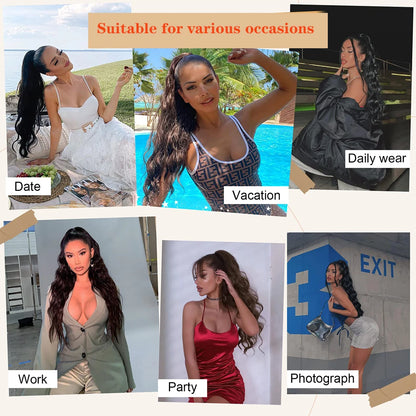 Ponytail Extension 24Inch Long Natural Wavy Drawstring Pony tail for Women Synthetic Heat Resistant Hairpiece for Daily Use part