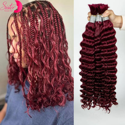Deep Wave Bulk Human Hair for Boho Braids No Weft 100% Virgin Human Hair Bulk for Braiding Curly Extension Bundles for Women