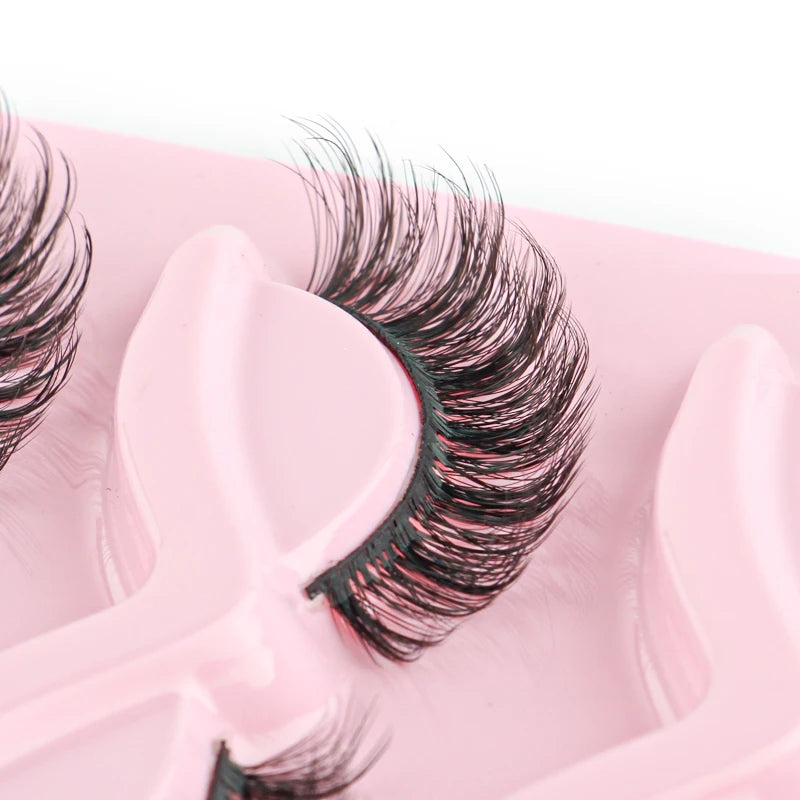 Cat Eye Lash 3/5/10 Pairs Half Lashes Natural Long False Eyelashes Wispy 3D Mink Lashes Volume Faux Cilios Extension Makeup Tool