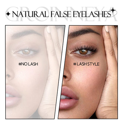 GROINNEYA Cat Eye Effect Natural 5/10 Pairs Elongated eye tail Lashes Look Soft Wispy Mink Eyelashes Full Strip Lashes Extension