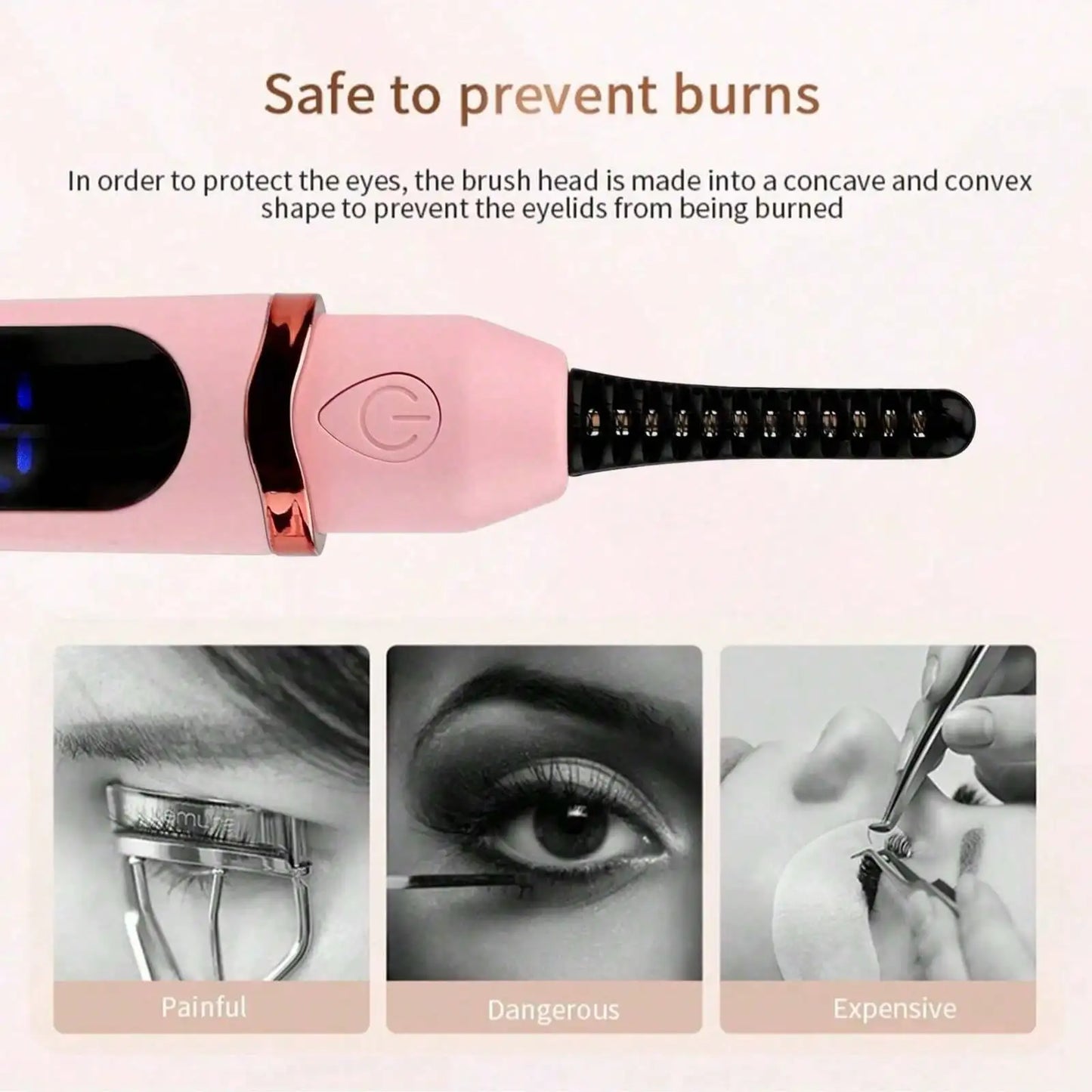Electric Eyelash Curler Eyebrow Trimmer USB Rechargeable Portable 2-In-1 Multifunctional Heated Eye Lashes Curling Tool