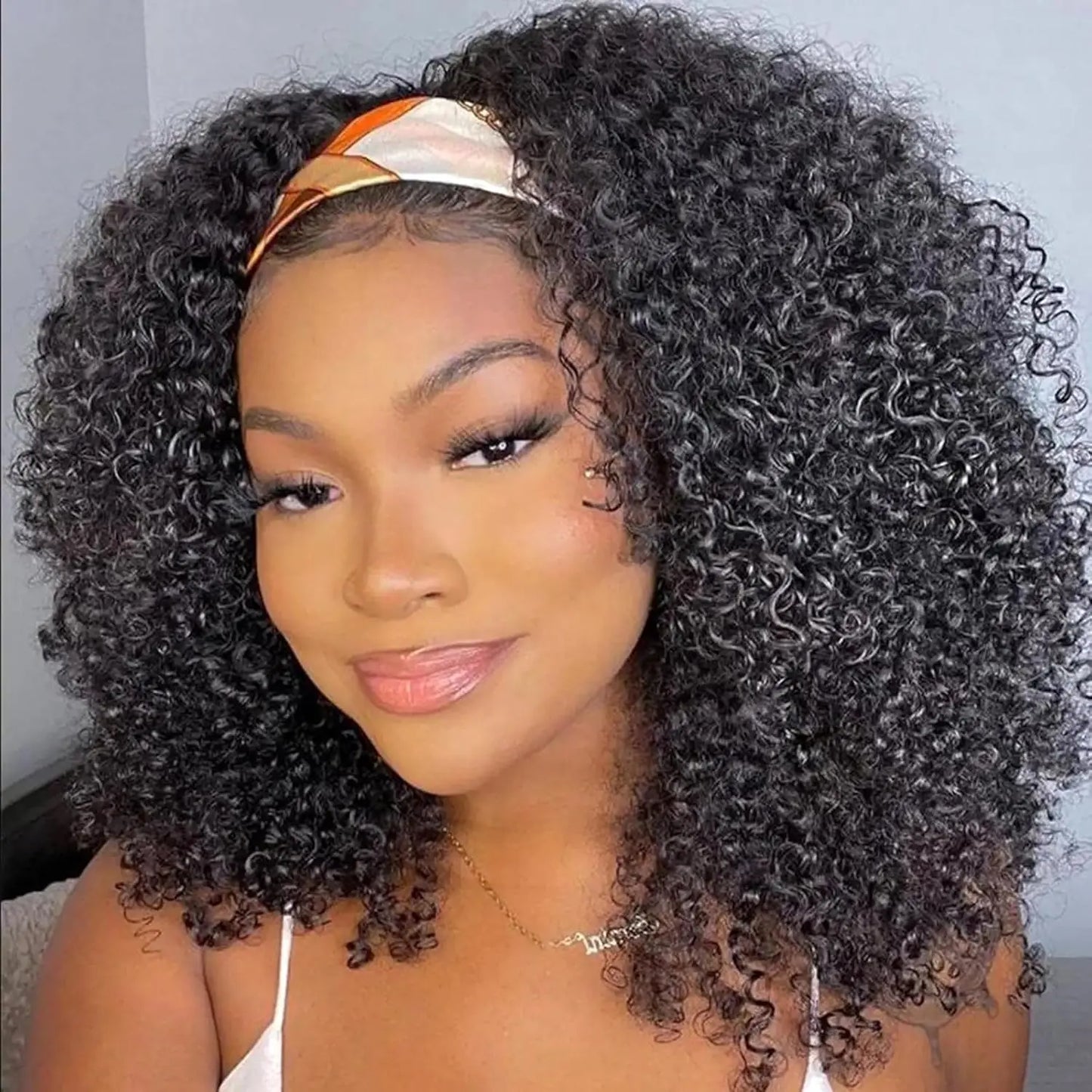 Headband Wig Kinky Curly Human Hair Bundles  10-32 InchesExtension 100g/1PC Brazilian Virgin Hair Natural Black Color