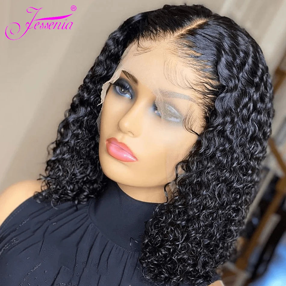 Mongolian Kinky Curly Wig Human Hair 13x4 Curly Lace Front Human Hair Wigs Deep Curly Lace Closure Wig For Women 180 Density