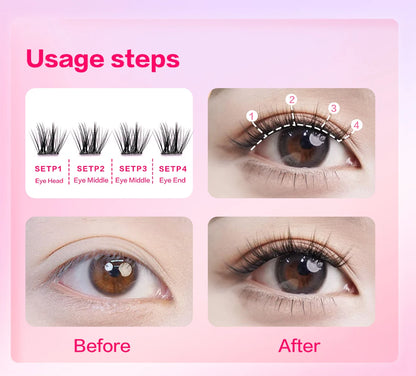 FindLove 5D Glue Free Eyelash No Glue Needed 11-12mm Lashes W Shape Self Adhesive Reusable Long Lasting Pre Glued Lash Makeup