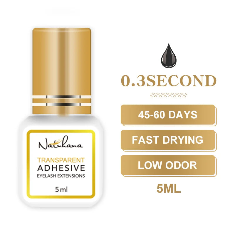 NATUHANA Black/Clear Eyelash Extension Glue 2-3s Fast Dry Sensitive Eye Individual Strong False Lashes Glue Adhesive MakeupTools