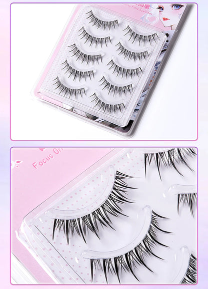 Yelix Manga Lashes With Clear Band Natural Eyelashes Spiky Asiatic Eye Soft Wispy Lashes 2024 Girl Group False Lashes