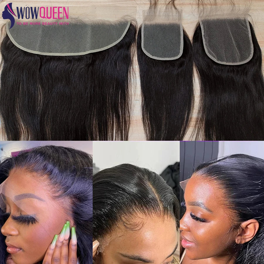 Straight 4x4 5x5 6x6 Lace Closure 2x6 Human Hair Transparent 13x4 13x6 Lace Frontal 100% Human Hair Remy Ear to Ear Full Frontal