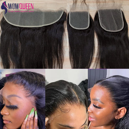 Straight 4x4 5x5 6x6 Lace Closure 2x6 Human Hair Transparent 13x4 13x6 Lace Frontal 100% Human Hair Remy Ear to Ear Full Frontal