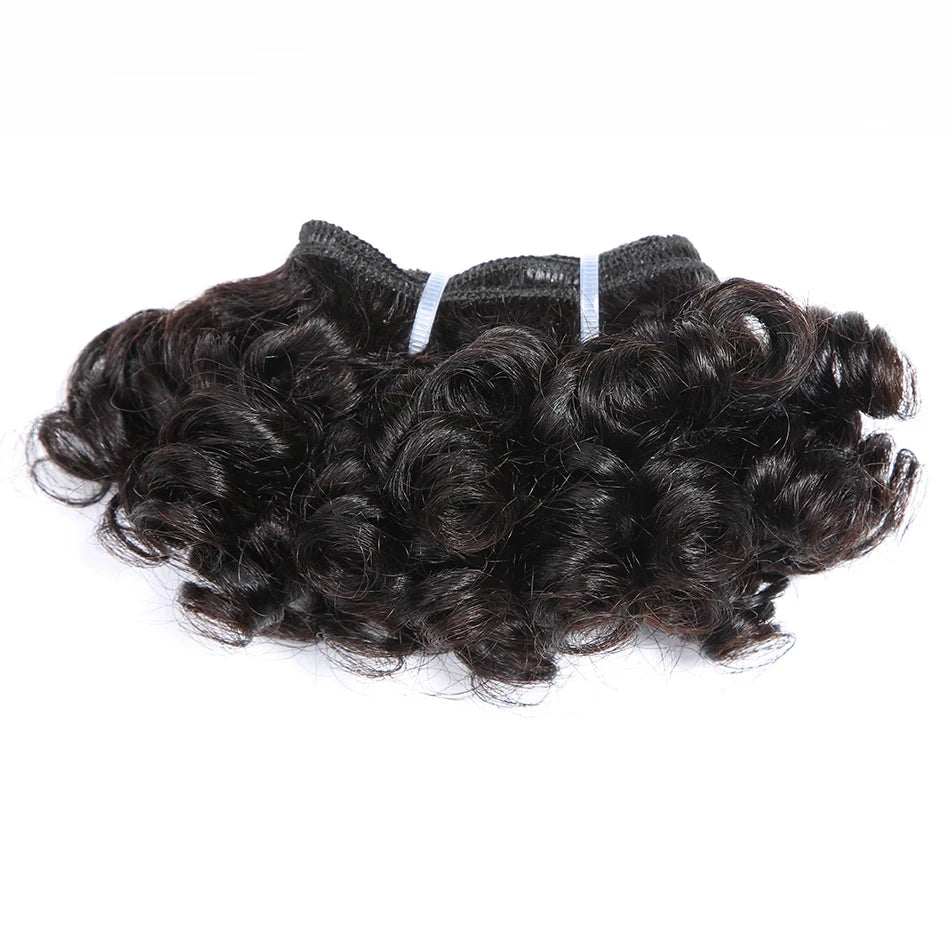 Peruvian Bouncy Curly Hair Bundles Bouncy Curly Hair Extensions 100% Human Hair Bundles Short Curly 6inch for Women