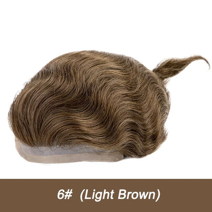Men Wig Natural Haline Lace Front with Mono Top 6" Men's Capillary Prothesis Durable Toupee Men Wigs For Man Virgin Hair Toupee