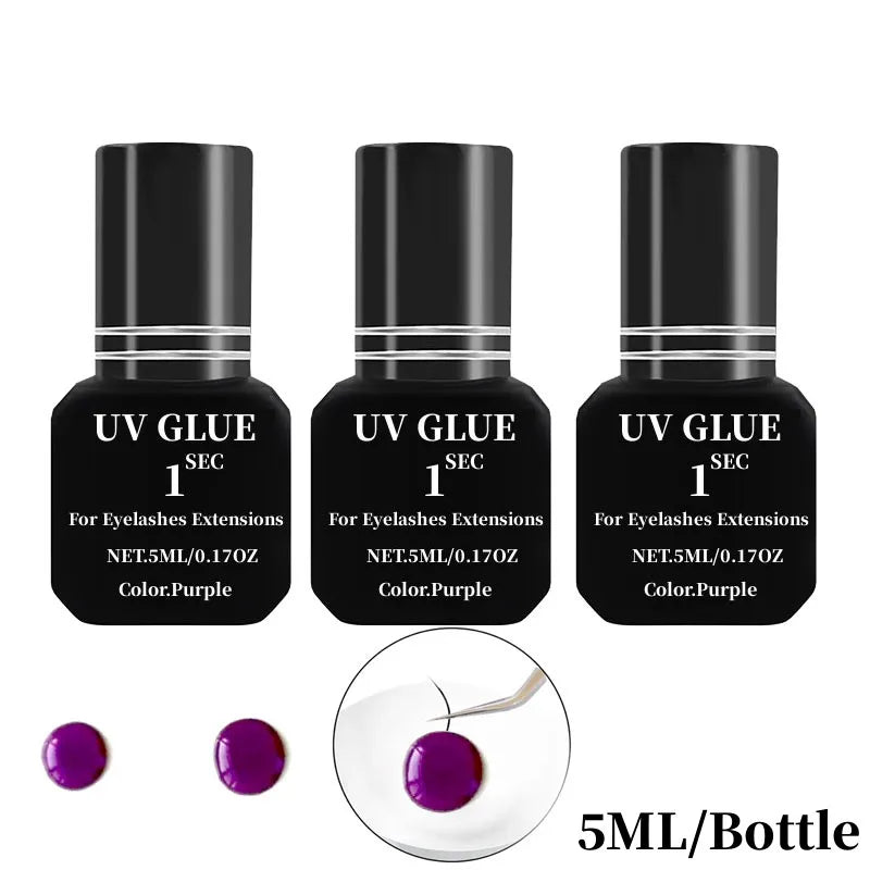 3 Bottles UV Lashes Glue For Eyelashes Extension Supplies Waterproof Lasting 1S Quick Dry Adhesive No Irritant Korean Makeup Too