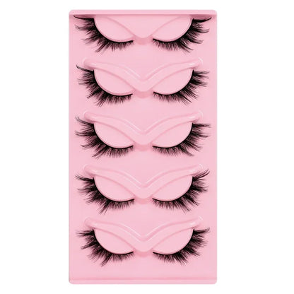 5 Pairs Cat Eye Lashes Faux Mink Eyelashes Natural long Manga Lashes Winged End Eye Elongated Eyelashes Fake Lashes Makeup