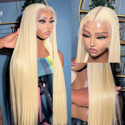 Straight 613 Human Hair Wigs Lace Front 13x4 Blond 613 HD Lace Frontal Wigs 250% Density Body Wave Lace Front Human Hair Wigs
