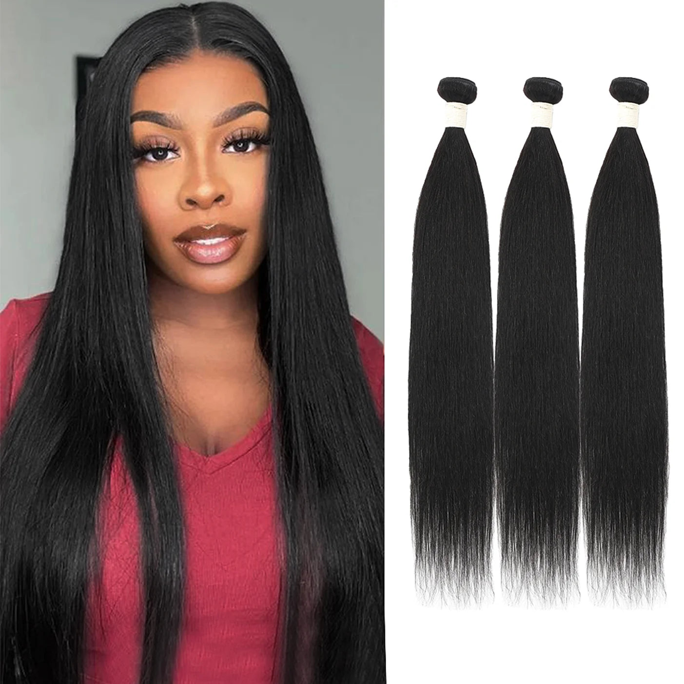 Straight Bundles Human Hair 10-26 Inch Hair Weave Bundles 100% Human Hair Extensions Natural Black Raw Hair Bundles 100G/Pcs