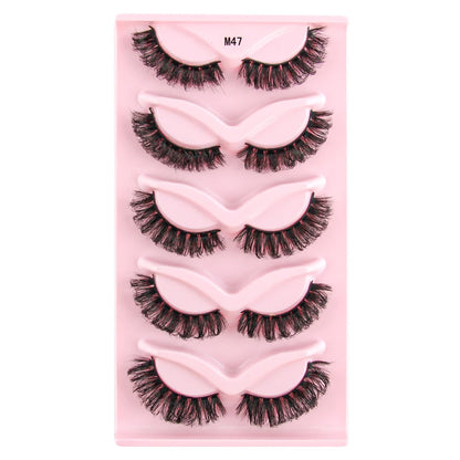 Cat Eye Lash 3/5/10 Pairs Half Lashes Natural Long False Eyelashes Wispy 3D Mink Lashes Volume Faux Cilios Extension Makeup Tool