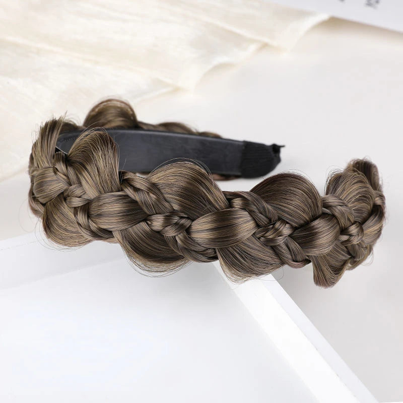 1pc Wig Twist Headbands for Women Wide Fishbone Braids Hairbands Handmade Retro Head Hoop Styling Headwear Accessories