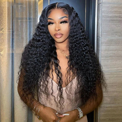 Wear And Go Glueless Wigs Water Wave HD Lace Closure Wigs Human Hair 180% Density Lace Frontal Pre-Cut Preplucked Hairline