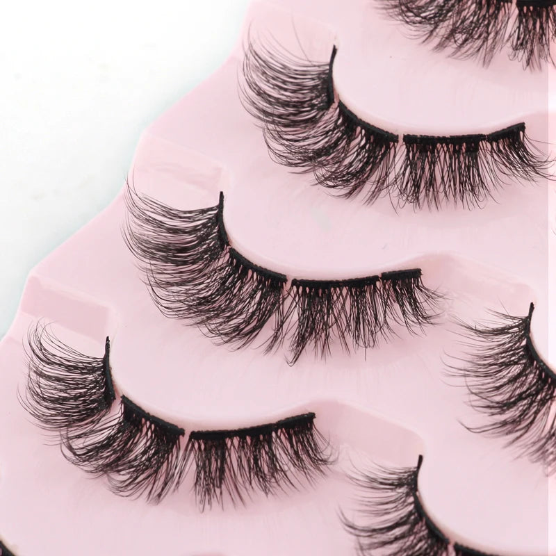 Natural Short False Mink Lashes 3/5/10 Pairs Extensions Eye Hair False Eyelashes 3D Faux Cils Soft Fluffy Eye Lashes for Beauty