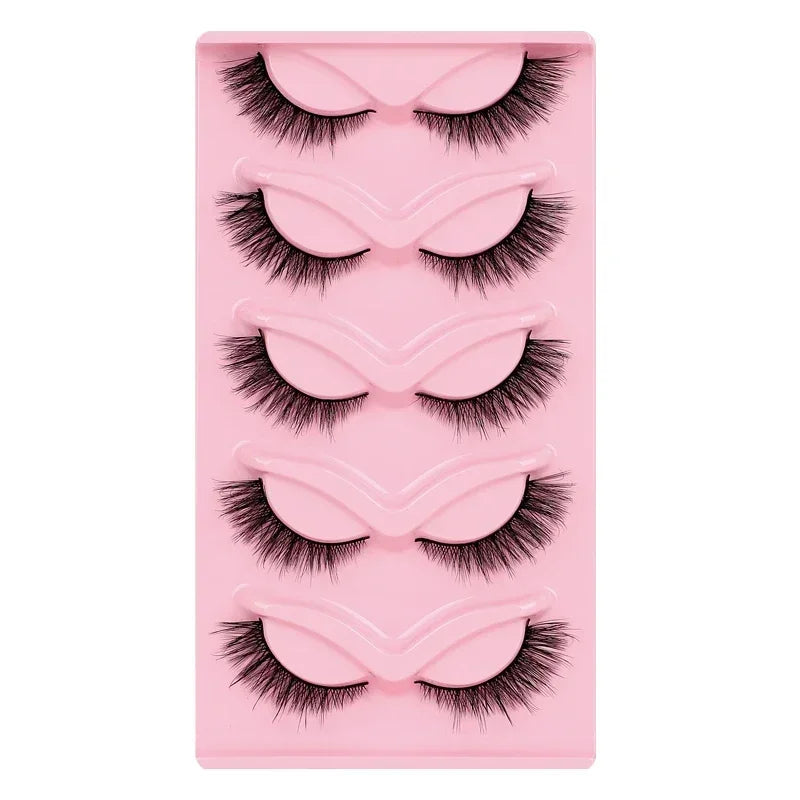 5 Pairs Cat Eye Lashes Faux Mink Eyelashes Natural long Manga Lashes Winged End Eye Elongated Eyelashes Fake Lashes Makeup