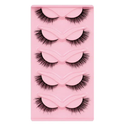 5 Pairs Cat Eye Lashes Faux Mink Eyelashes Natural long Manga Lashes Winged End Eye Elongated Eyelashes Fake Lashes Makeup