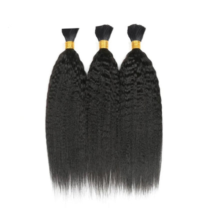 Kinky Straight Human Braiding Hair Bundles No Weft Yaki Bulk Hair For Braiding 100% Unprocessed Remy Human Hair Extensions