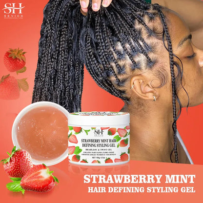 Strawberry Mint Hair Styling Gel Hair Pomade Professional Edge Control Wax for Wigs Women Lasting Edges Control Hair Wax Cream