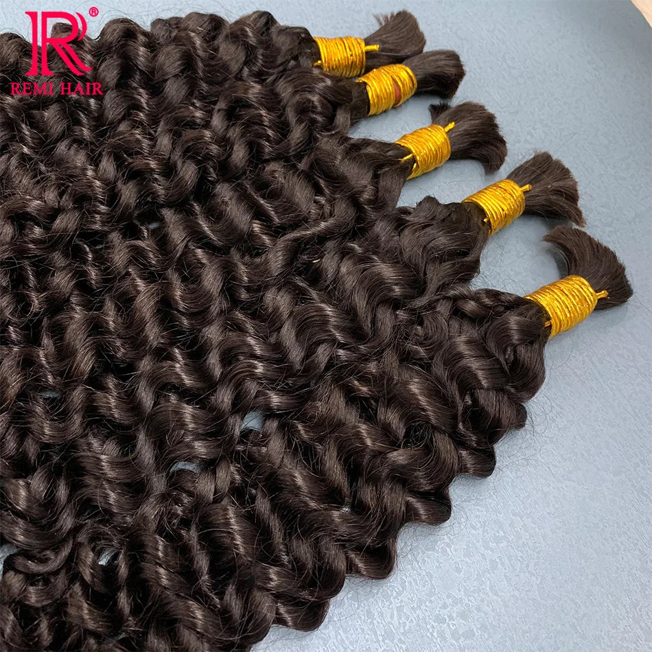 Indian Hair Loose Deep 100% Real Remy Hair Bulks Unprocessed No Weft Curly Human Hair Extensions Weaving Hair for Women Braiding