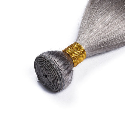 Gray Hair Weft Bundles Brazilian Grey Straight Human Hair Bundles Three Pieces Hair Weaving HairUGo Brazilian 10-30 Inches