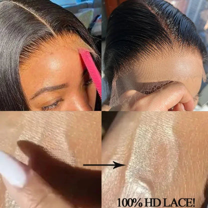 Invisible 5x5 HD Lace Closure Melt Skin Pre Plucked HD Transparent Lace Straight 6x6 7x7 HD Lace Closures Only 100% Human Hair