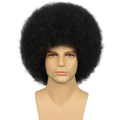 Synthetic 70s Rock Punk Afro Wigs - Synthetic Curly Hair, Stylish Design, Perfect for Mens/Women Halloween Cosplay