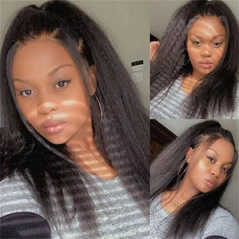 Kinky Straight Human Hair Bundles Natural Black Yaki Straight Bundles Human Hair 1/3/4 Bundles Brazilian Hair Weave Unprocessed