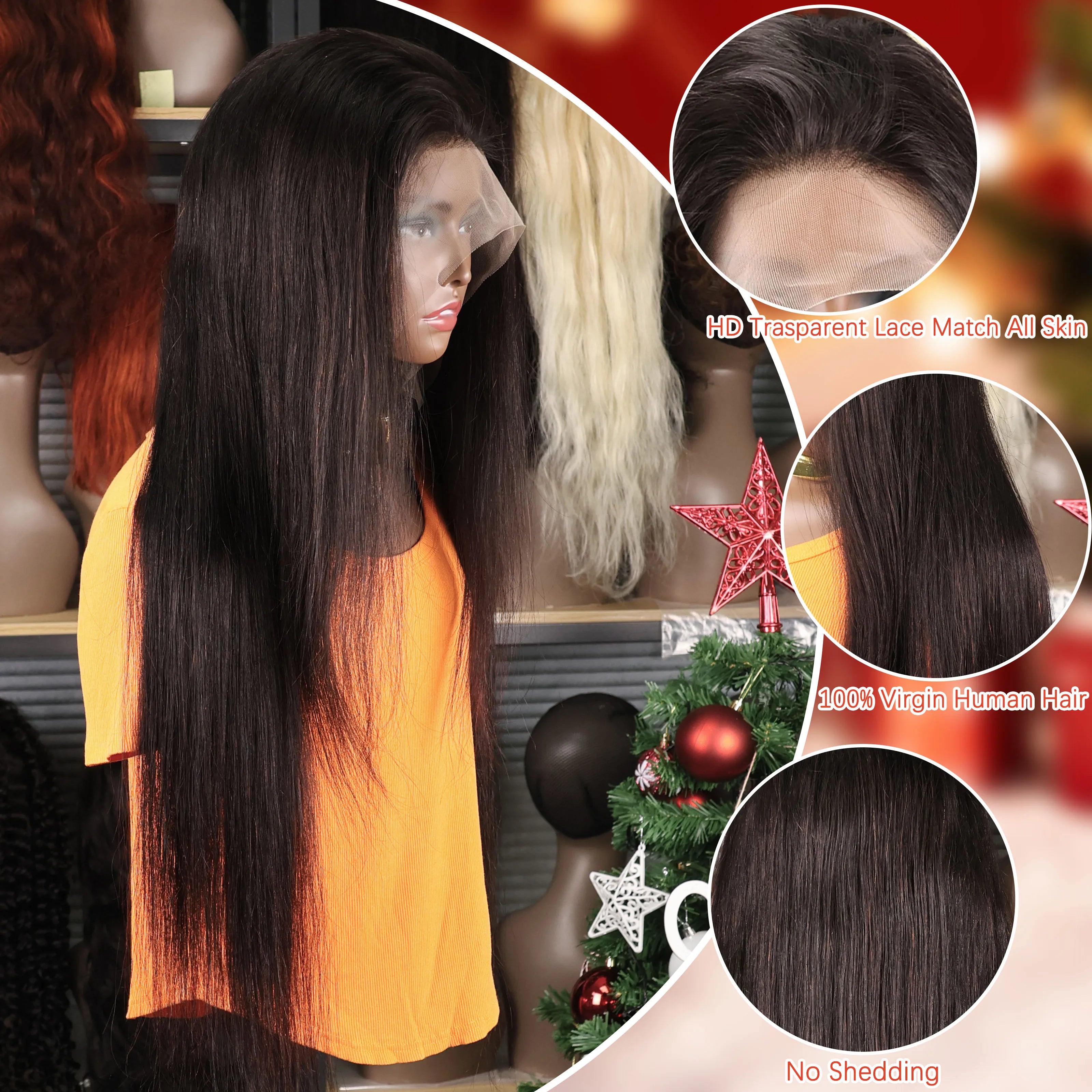 360 Full Lace Wig 13x6 Lace Front Human Hair Wigs For Women 30 34 Inch Brazilian Bone Straight Transparent Lace Frontal Wig 200%