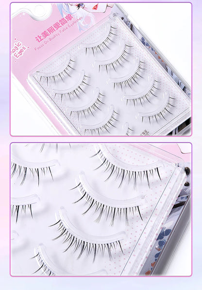 Yelix Manga Lashes With Clear Band Natural Eyelashes Spiky Asiatic Eye Soft Wispy Lashes 2024 Girl Group False Lashes
