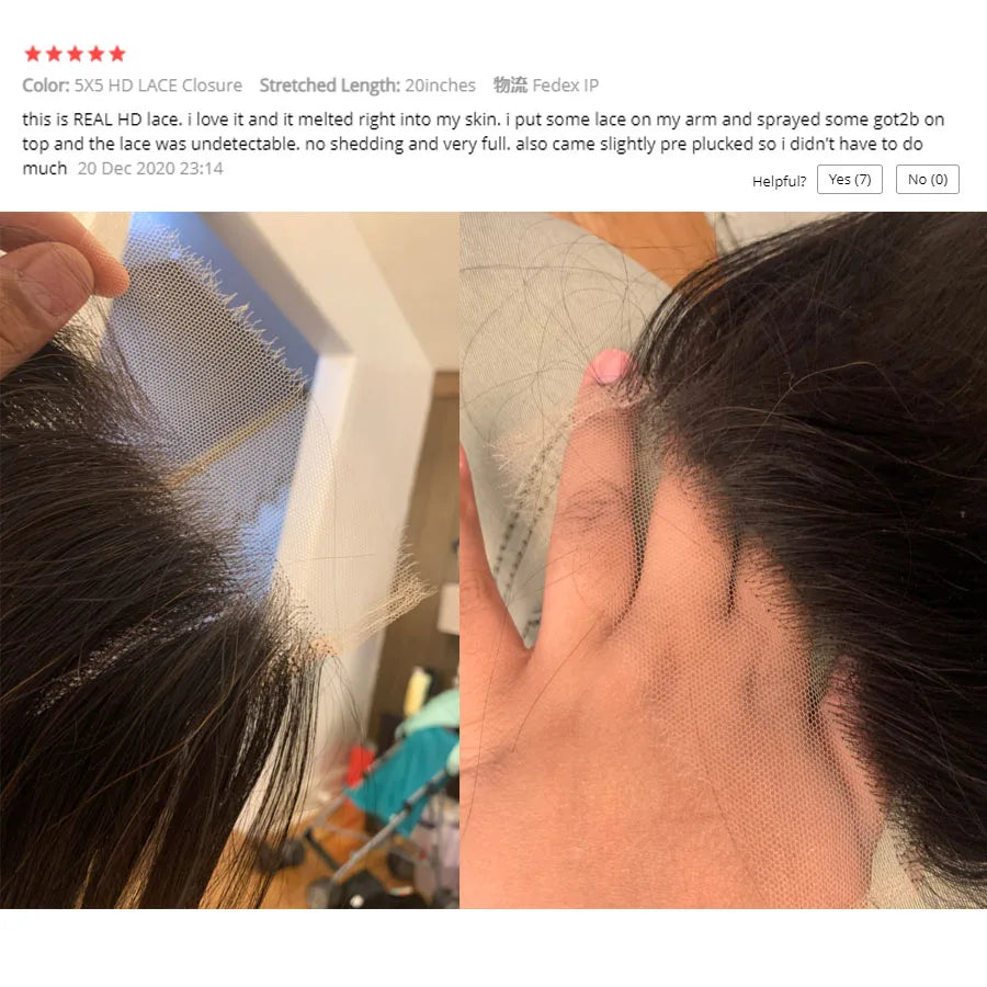 13x6 HD Lace Frontal Closure Melt Skin Invisible HD Transparent Lace 5x5 6x6 7x7 HD Closure Only Virgin Human Hair Pre Plucked