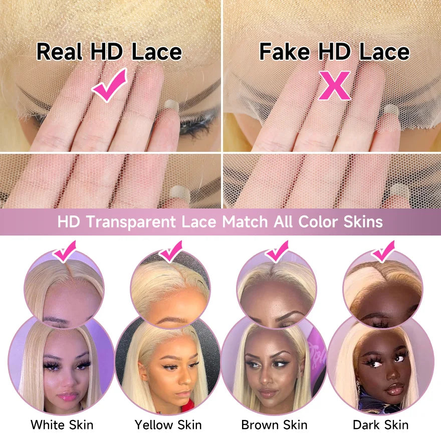 Real 13x4 13x6 HD Lace Frontal Wig 613 Blonde Lace Front Wig Human Hair Bone Straight Human Hair Wigs Pre Plucked with Baby Hair