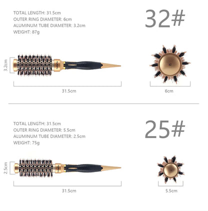 New Handle Round Rolling Brush Straight Twill Hair Comb Boar Bristle Round Barrel Hair Curling Brush Hairdressing Styling Tool