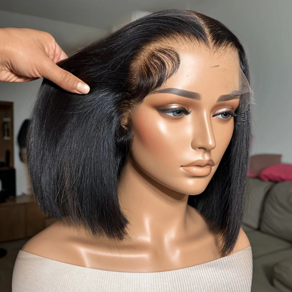 Glueless Wigs 13x4 Short Bob Wigs Bone Straight Lace Front Human Hair Wigs for Women Brazilian HD Transparent Lace Frontal Wigs