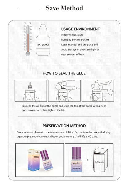 NATUHANA Black/Clear Eyelash Extension Glue 2-3s Fast Dry Sensitive Eye Individual Strong False Lashes Glue Adhesive MakeupTools