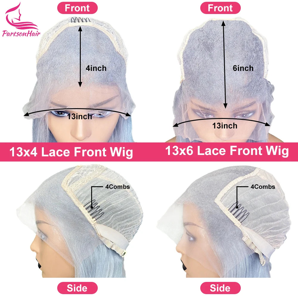 Full Lace Wigs Silver Grey 613 Colored 13x6 HD Transparent Lace Frontal Wigs Human Hair Wig  For Black Women Brazilian Remy Hair