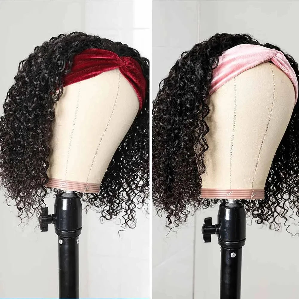 Headband Wig Human Hair Curly Human Hair Wigs For Women Human Hair Short Bob Wig Kinky Curly Human Hair Wigs None Glue Wig