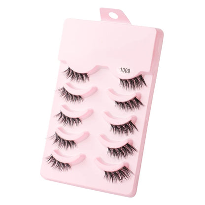 Manga Lashes 5 Pairs Anime Cosplay Faux Mink Lashes Korean Natural short Full Strip Lashes Clear Band Soft Eyelashes Extension