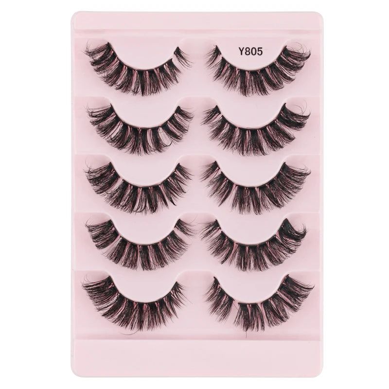 Natural Short False Mink Lashes 3/5/10 Pairs Extensions Eye Hair False Eyelashes 3D Faux Cils Soft Fluffy Eye Lashes for Beauty