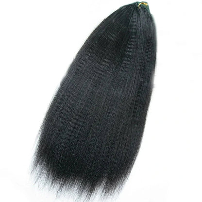 Light Yaki Straight Crochet Hair Extensions Pre-Separated Crochet Human Hair Invisible Knotless 200strands Full Head Natural