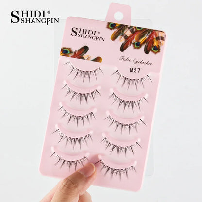 Manga Lashes 5 Pairs Anime Cosplay Faux Mink Lashes Korean Natural short Full Strip Lashes Clear Band Soft Eyelashes Extension