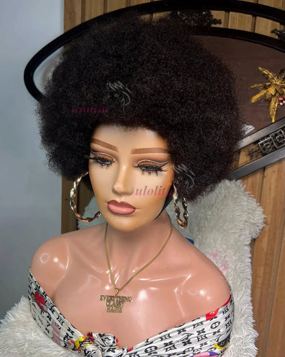 Peruvian Hair Pixie Short Afro Kinky Curly Bob Cut Bouncy Cheap Full Machine Made Human Hair Wigs For Black Women Glueless Remy