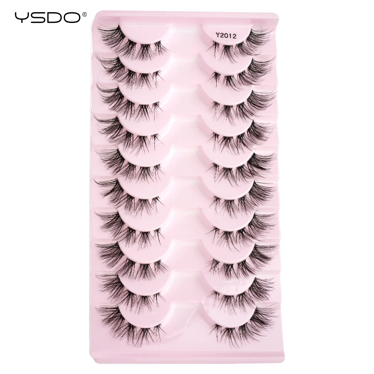 YSDO Natural Long Eyelashes 10 Pairs Wispy Soft 3D Mink Lashes Reusable Cat Eye Lashes Makeup Eyelash Extension Faux Cils
