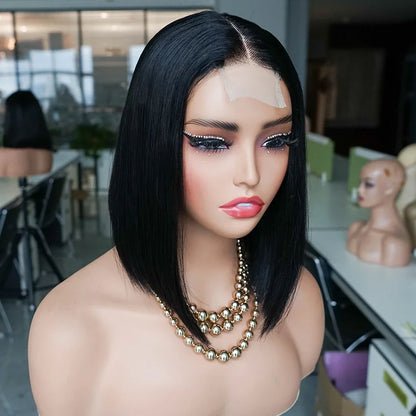 Vietnamese Bone Straight Super Double Drawn Bob Wig Human Hair Omber Grey Wigs 2*4 Lace Closure Wigs Middle Part Kim Closure300%