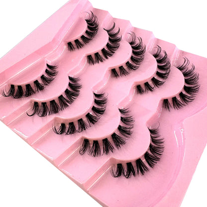 New 5 Pairs Cat Eye Lashes Faux Mink Eyelashes Natural long Manga Lashes Winged End Eye Elongated Eyelashes Fake Lashes Makeup