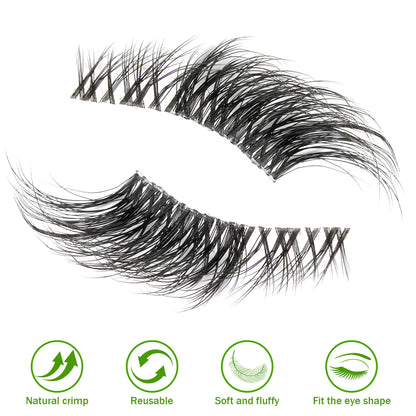 3D Mink Lashes 3/10 Pairs Cat Eye Half Lashes Natural Long False Eyelashes Strip Makeup Soft Fake Eyelash Extension Make Up Tool
